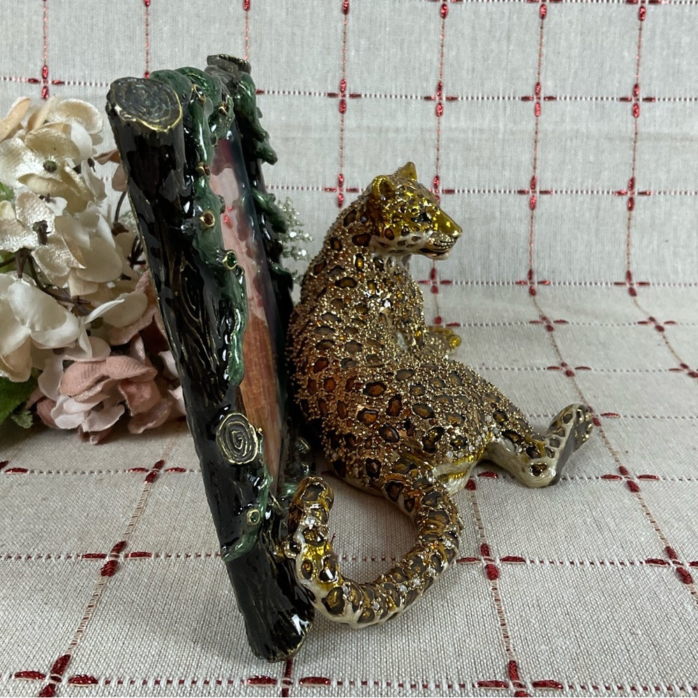 Stunning! Large Jay Strongwater Enamel Swarovski Leopard Panther Picture Frame - Picture 4 of 13